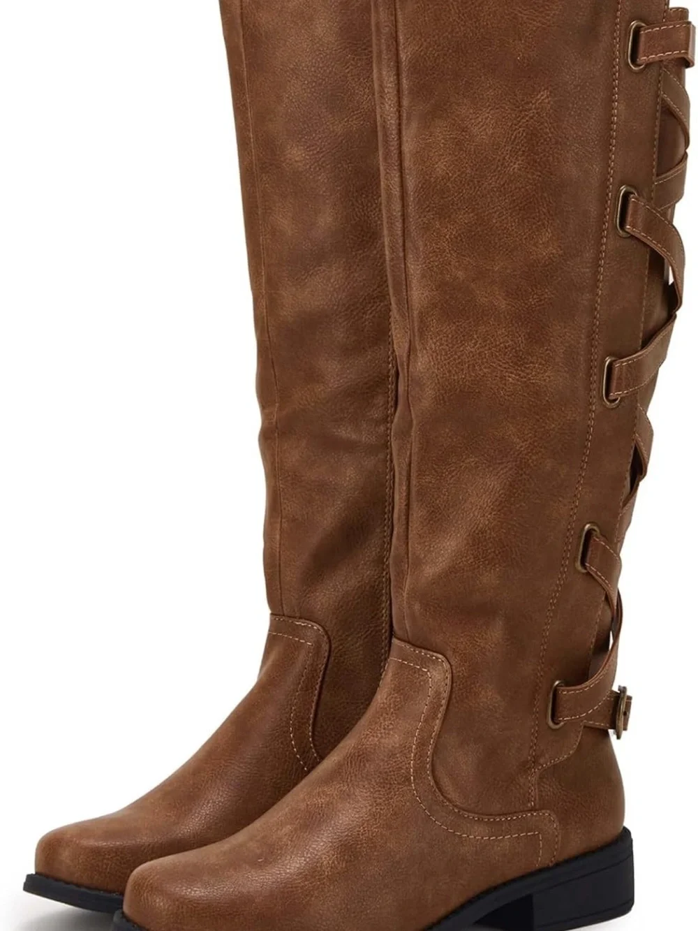 Roper Brown Over-the-Knee Lace-Strap Riding Boots